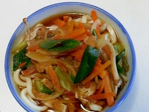 野菜入り、かけうどん